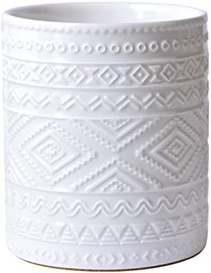 Yundu White Porcelain Kitchen Utensil Holder for Countertop, Utensil Crock for Home Décor