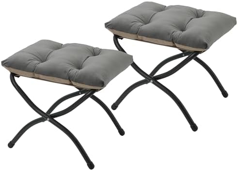 15"(H) Folding Ottoman, Set of 2, Foldable Footrest Stool, Small Foot Stool for Couch, Collapsible Foot Rest Ottoman for Sofa, Accent Padded Ottomans for Living Room, Bedroom, Dark Grey