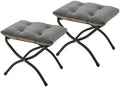 15"(H) Folding Ottoman, Set of 2, Foldable Footrest Stool, Small Foot Stool for Couch, Collapsible Foot Rest Ottoman for Sofa, Accent Padded Ottomans for Living Room, Bedroom, Dark Grey