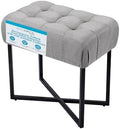 BIRDROCK HOME Rectangle Tufted Linen Ottoman Foot Rest - 19.7x11.82x17.73” Small Foot Stool with Legs - Padded Footrest Modern Ottomans for Living Room Furniture, Bedroom Footstool (Grey)