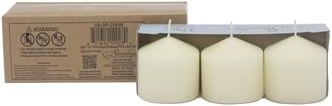 Stonebriar Unscented Pillar Candles – 18 Hour Burn Time, Long-Lasting Wax Candles for Weddings, Holidays, Home Décor & Special Events, Pack of 3, Ivory, 3" x 3"