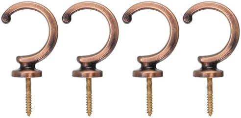uxcell 4Pcs Curtain Holdback, Aluminum Alloy Wall Mounted Curtain Holders Drapery Tieback Hooks for Living Room Bedroom Office (Copper)
