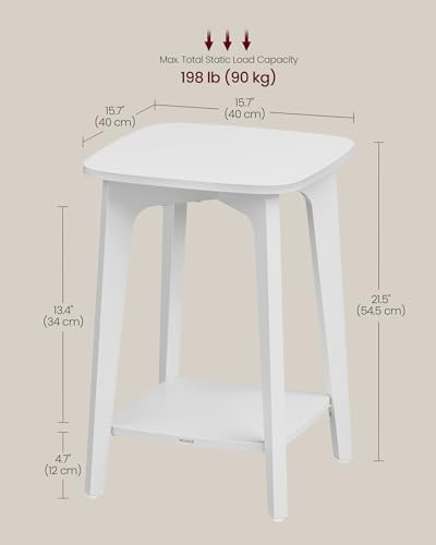 VASAGLE Side Table, 2-Tier Small Square End Table, Nightstand