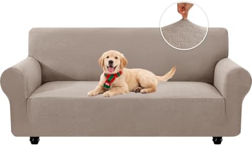 XINEAGE Stretch 3 Seater Slipcover, Non-Slip Pet Couch Cover,Khaki