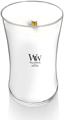 WoodWick White Teak Scented Candle, Crackling Wick, 21.5oz