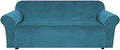 H.VERSAILTEX Stretch Velvet Sofa Covers for 3 Cushion Couch Covers Sofa Slipcovers Furniture Protector Soft with Non Slip Elastic Bottom, Crafted from Comfy Rich Velour (Sofa 72'-90', Peacock Blue)