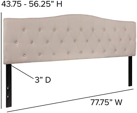 Flash Furniture Cambridge Button Tufted and Diamond Stitched Upholstered King Size Headboard in Beige Fabric