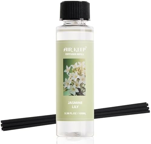 Airkeep Reed Diffuser Oil Refill/Jasmine Lily/3.38 oz / 1 Pack/Air Freshener & Aromatherapy Essential Oil Blend for Home Fragrance – Scented Refill Oil for Bathroom, Bedroom & Home Decor