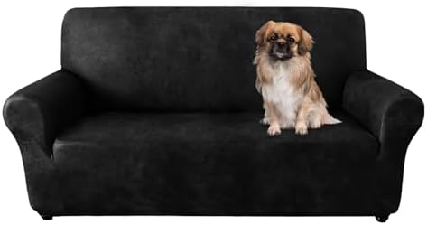 ANARACHON Faux Leather Fabric Sofa Slipcover (Black, 1Piece-Loveseat)