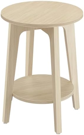 VASAGLE Round Side Table with Lower Shelf, End Table for Small Spaces