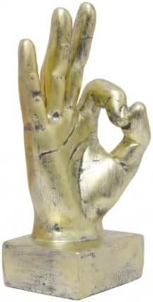 Nice purchase Hand Finger Gesture Desk Statues Fingers Sculpture Creative Home Living Room Cabinet Shelf Decoration (OK Gesture in Gold)