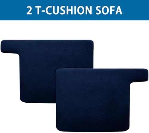 Leather Look Couch Cushion Covers - Slipcovers Sets for 2 Cushion Sofa (2PCS, Navy)