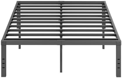 Full Size Bed Frame, 18 Inches Platform Bed Frame, 1500lbs Heavy Duty Steel Slat, Non-Slip Design, No Box Spring Needed, Easy Assembly, Quiet Noise Free, Under Bed Storage Space, Black