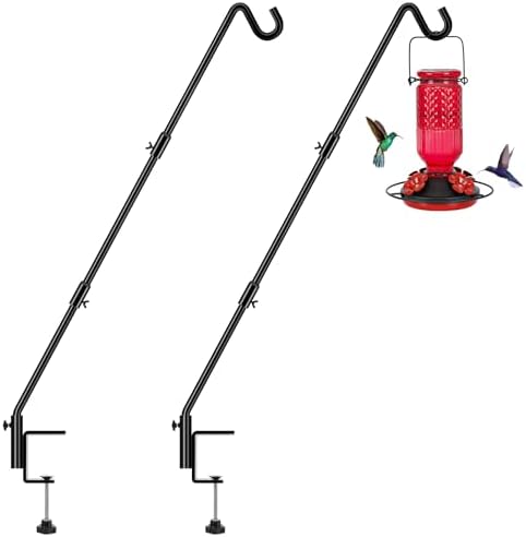 FEED GARDEN [Upgrade Version 2 Pack Bird Feeder Hanger Adjustable 43 Inch Deck Hooks for Railing 360 Degree Swivel Heavy Duty Hanging Hooks for Bird Feeders Wind Chimes