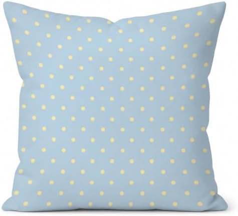 Cute Blue Yellow Polka Dot Room Decor Pillow Cover 18x18