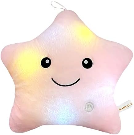 Glowing Star Pillows Decorative Throw Pillows, Cute Plush Doll Pillow Plush Toy for Girls Kids Christmas Birthday Childrens Day Gifts,Pink Stuffed Animals Throw Pillows for Bed,Lumbar,Sofa