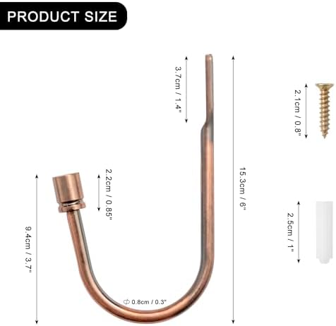 Brass Curtain Holdbacks 2pcs, Wall Mounted Drapery Tiebacks with Screws, Heavy Duty Metal Decorative Window Drapery Holder Curtain Hook
