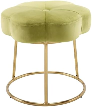 Linon Talulah Light Green and Gold Vanity and Accent Stool