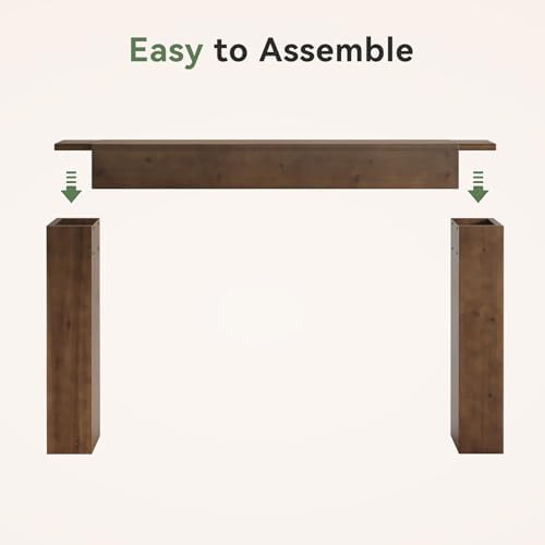 Solid Wood Console Table, 63-Inch Farmhouse Sofa Table Behind Couch for Entryway, Living Room, Foyer, Easy Assembly (Walnut)