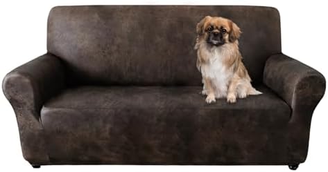 ANARACHON Faux Leather Fabric Sofa Slipcover (Brown-02, 1Piece-Loveseat)