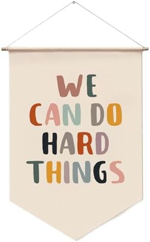 Classroom Wall Decor Banner, We Can Do Hard Things Positive Affirmation Hanging Sign, Motivational Fabric Poster for Kids Room Playroom Teacher Decor
