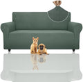 ZNSAYOTX Super Stretch Couch Cover (72"-92") Universal Sofa Covers with Elastic Bottom, Dog Cat Pets Friendly Washable Furniture Protector Fitted Sofa Slipcovers Stay in Place (Pea Green, Sofa)