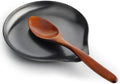 VanlonPro Stainless Steel Spoon Rest, Spatula Ladle Holder, Stainless Steel Utensil Spoon Rest Holder, Brushed Finish, Dishwasher Safe 5.9 x 5.1 Inch (Round Black 1PC)