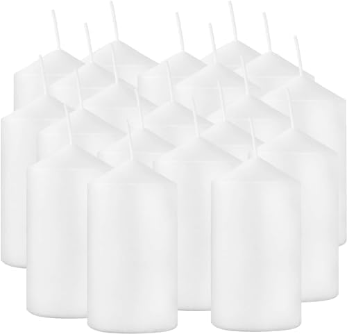 YOROXRG 2"x4" High White Pillar Candles, Set of 20 Unscented. Bulk Buy. Ideal for Halloween, Wedding, Emergency Lanterns, Household, Wedding and Home Décor Candlesticks