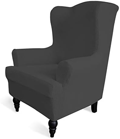 Easy-Going Stretch Wingback Chair Sofa Slipcover Dark Gray