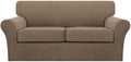Turquoize 3 Piece Sofa Covers for 2 Cushion Couch Sofa Slipcover Soft Couch Cover for Dogs-Washable Sofa Furniture Cover with 2 Individual Cushion Covers, Feature Fabric (2 Cushion Sofa, Macchiato)