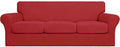 Easy-Going 4 Pieces Stretch Sofa Cover for 3 Cushion Couch Washable