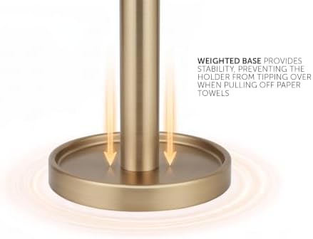 Ivilon Countertop Paper Towel Stand - Steady and Easy Tear - Fits All Paper Towel Rolls - Warm Gold