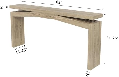 Epecoya 63 Inch Console Table for Entry Way Modern, Light Tan Wood