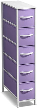 Sorbus 5-Drawer Narrow Dresser for Bedroom (Pastel Purple)