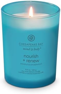 Chesapeake Bay Candle Mind & Body Medium Jar Candle Nourish + Renew (Coconut & Sandalwood) (Pack of 4)