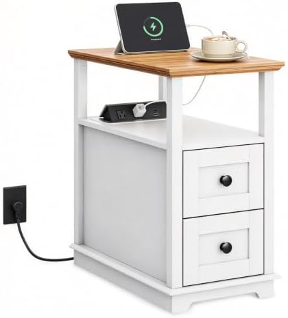 WLIVE Wood End Tables with Charging Station