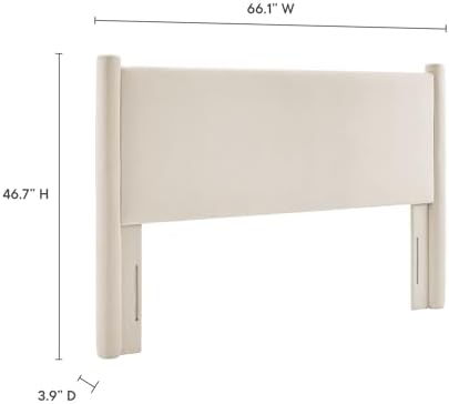 Modway Rael Full Upholstered Headboard with Pillars in Alabaster – Velvet Headboard – Stain-Resistant Performance Velvet Headboard for Full Size Beds