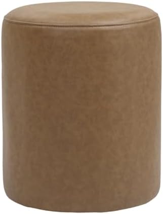 Get Set Style Modern Round Ottoman with Soft Padded Seat, Vanity Stool for Makeup, Upholstered Foot Stool for Living Room, Bedroom