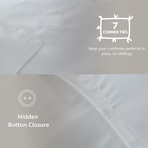 Simple&Opulence Kids 100% Organic Cotton Duvet Cover with Ruffle 68 x 86-2 PCS High End Floral Frill Lace Bedding, Romantic Cottagecore Style Comforter Cover with 1 Pillowcase, White Twin