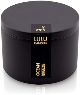 Lulu Candles | Ocean Breeze Scented Candle | Smells Fresh & Oceany | Luxury Scented Soy Tin Candle | Hand Poured in The USA | Highly Scented & Long Lasting (8 Oz. Tin)