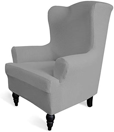 Easy-Going Stretch Wingback Chair Sofa Slipcover Light Gray