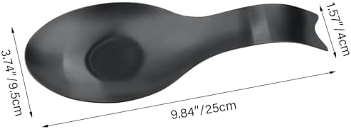 VanlonPro Stainless Steel Spoon Rest, Spatula Ladle Holder, Stainless Steel Utensil Spoon Rest Holder, Brushed Finish, Dishwasher Safe 9.8 x 3.7 Inch (1PC, Fishtail - Black)