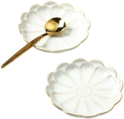 Set of 2 Ceramic Coffee Spoon Rest for Coffee Bar, Cute Cooking Spoon Holder for Stove Top Kitchen Counter, Milky White