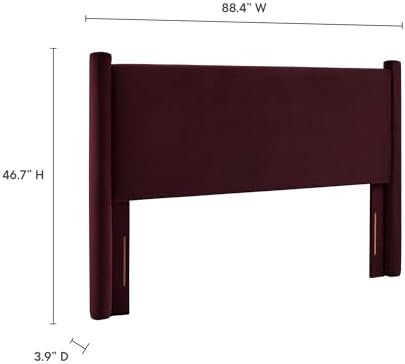 Modway Rael King Upholstered Headboard with Pillars in Mulberry – Velvet Headboard – Stain-Resistant Performance Velvet Headboard for King Size Beds