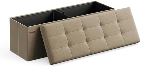 SONGMICS 43.3 Inches Folding Storage Ottoman Bench, Load 660 lb