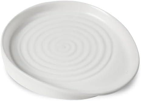 Ceramic Spoon Rest for Stove Top, Spoon Holder for Kitchen Counter, Farmhouse Cooking Utensil Holder for Spoons, Ladles, Spatula, Matte White
