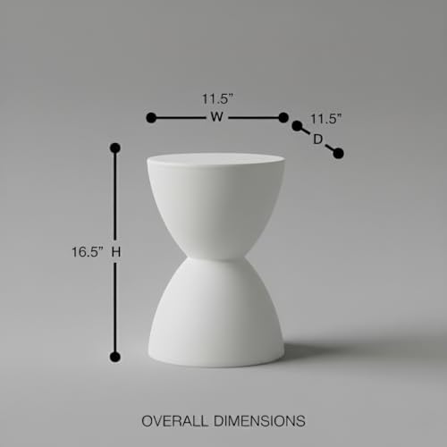 Euro Style Sallie Indoor/Outdoor Stool or End Table | Modern Hourglass Accent Style | UV- Protected Plastic Extra Seating or End Table for Patio, Balcony, Poolside, Entryway, or Living Room | White