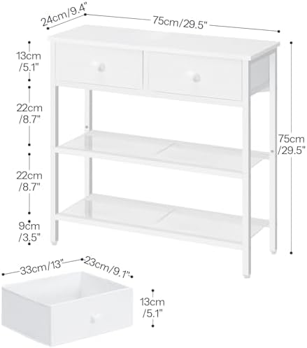 HOOBRO 29.5" Narrow Console Table with 2 Fabric Drawers, Small Sofa Table