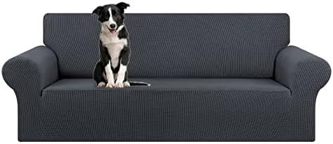 KEKUOU Stretch Oversized Couch Covers for Sofa Slipcover,Charcoal