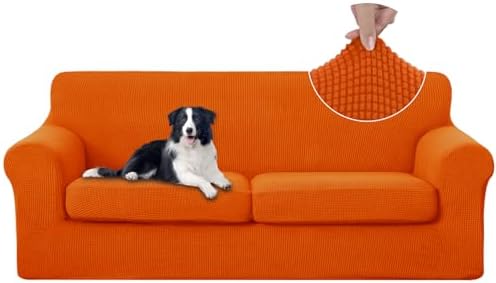 U-NICE HOME 3 Pieces Stretch Couch Cover Sofa Slipcover, Orange